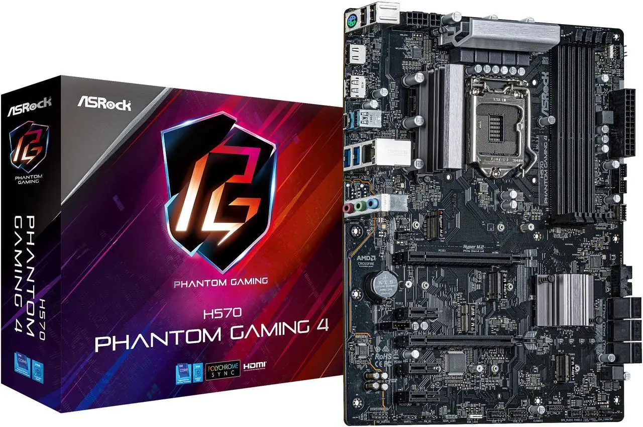 Alt view image 7 of 8 - ASRock H570 Phantom Gaming 4 LGA 1200 Intel H570 ATX Intel Motherboard