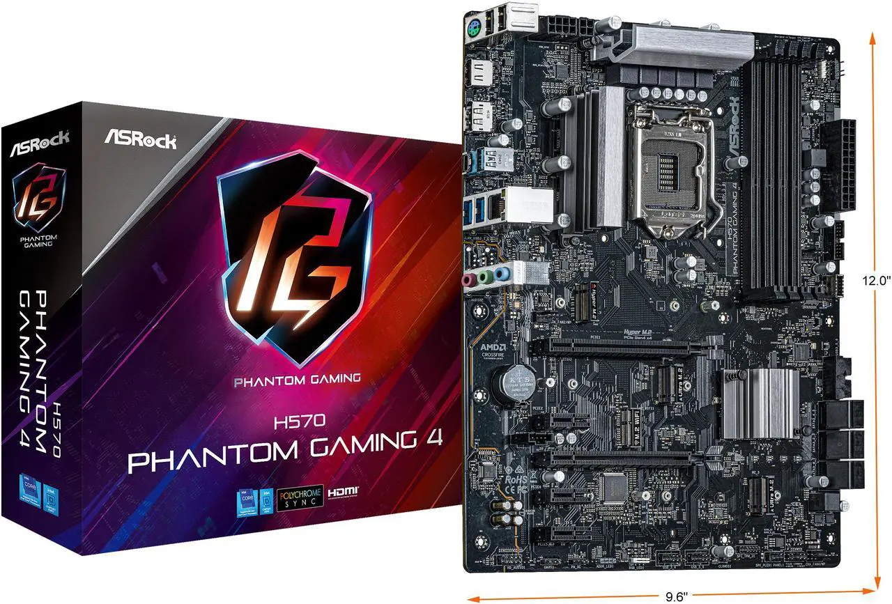 Alt view image 8 of 8 - ASRock H570 Phantom Gaming 4 LGA 1200 Intel H570 ATX Intel Motherboard