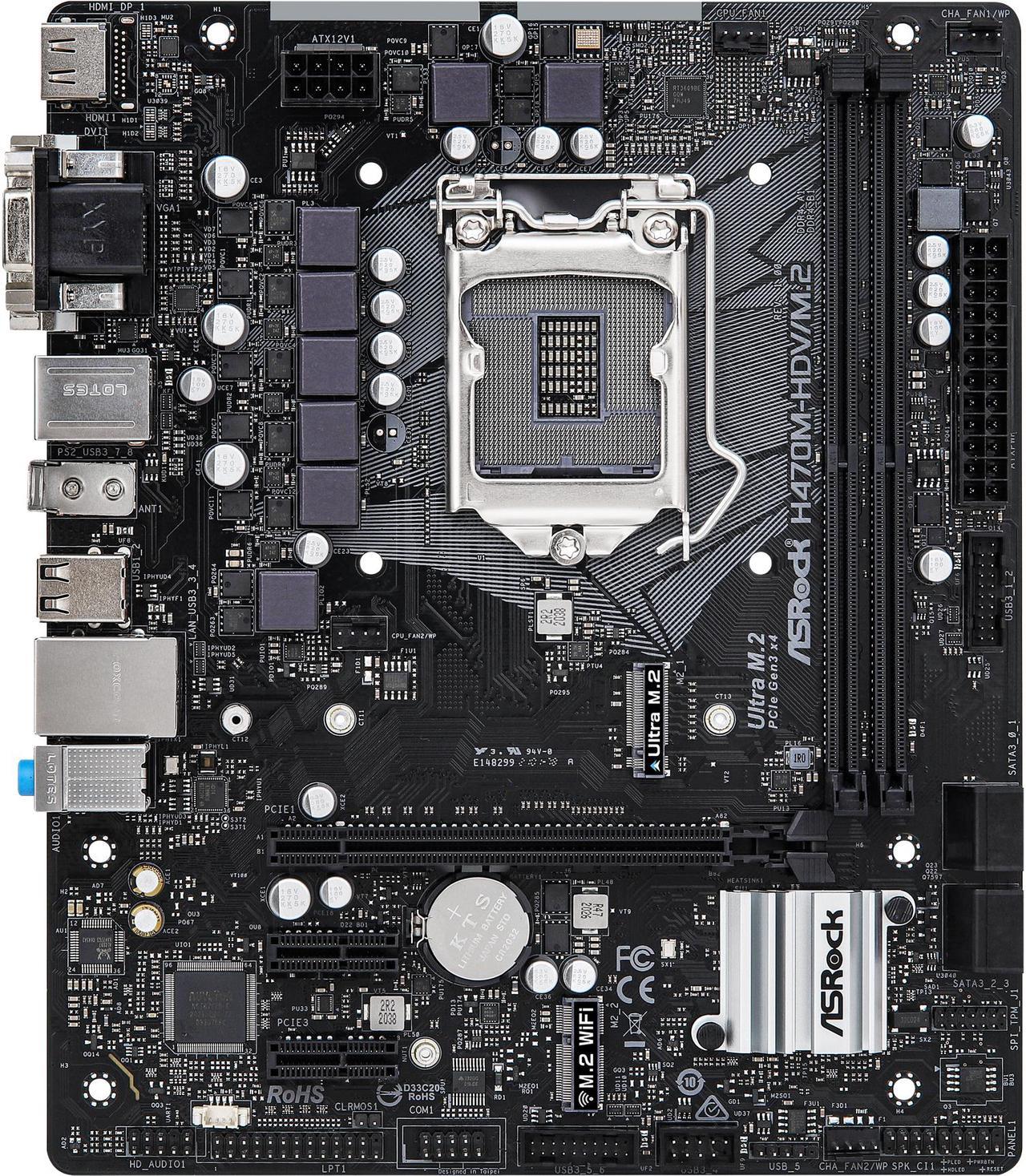 ASRock H470M-HDV/M.2 LGA 1200 Intel H470 SATA 6Gb/s Micro ATX Intel Motherboard