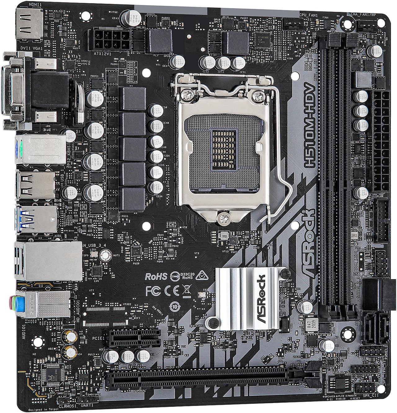 ASRock H510M-HDV LGA 1200 Intel H510 SATA 6Gb/s Micro ATX Intel Motherboard