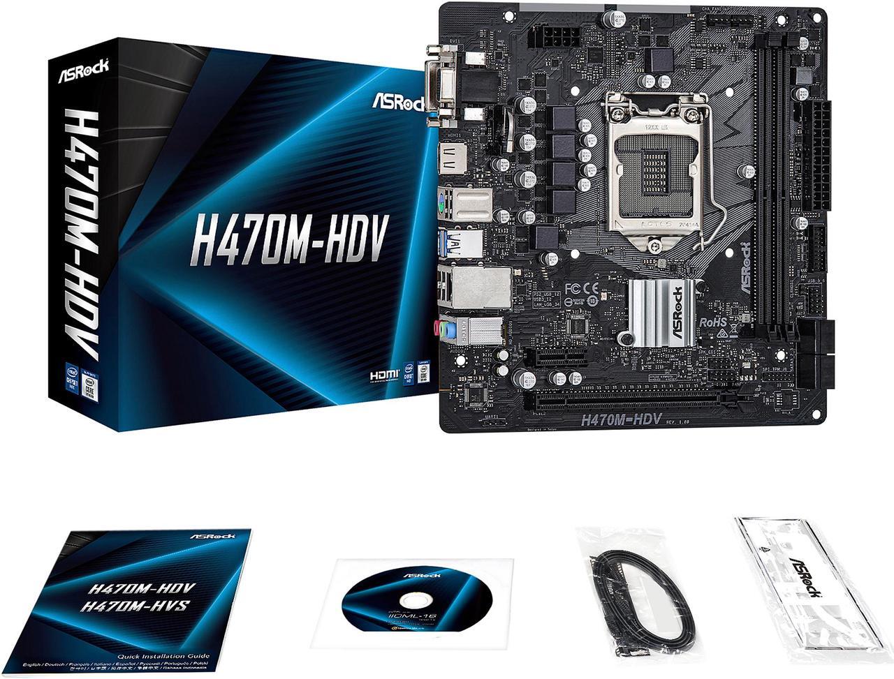 Alt view image 7 of 9 - ASRock H470M-HDV LGA 1200 Intel H470 Micro ATX Intel Motherboard
