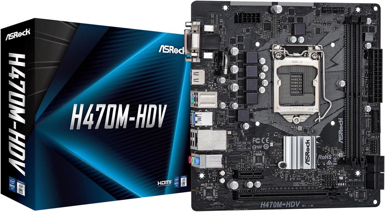 Alt view image 8 of 9 - ASRock H470M-HDV LGA 1200 Intel H470 Micro ATX Intel Motherboard