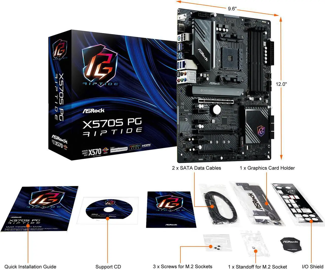 Alt view image 10 of 12 - ASRock X570S PG RIPTIDE AM4 AMD X570 ATX AMD Motherboard