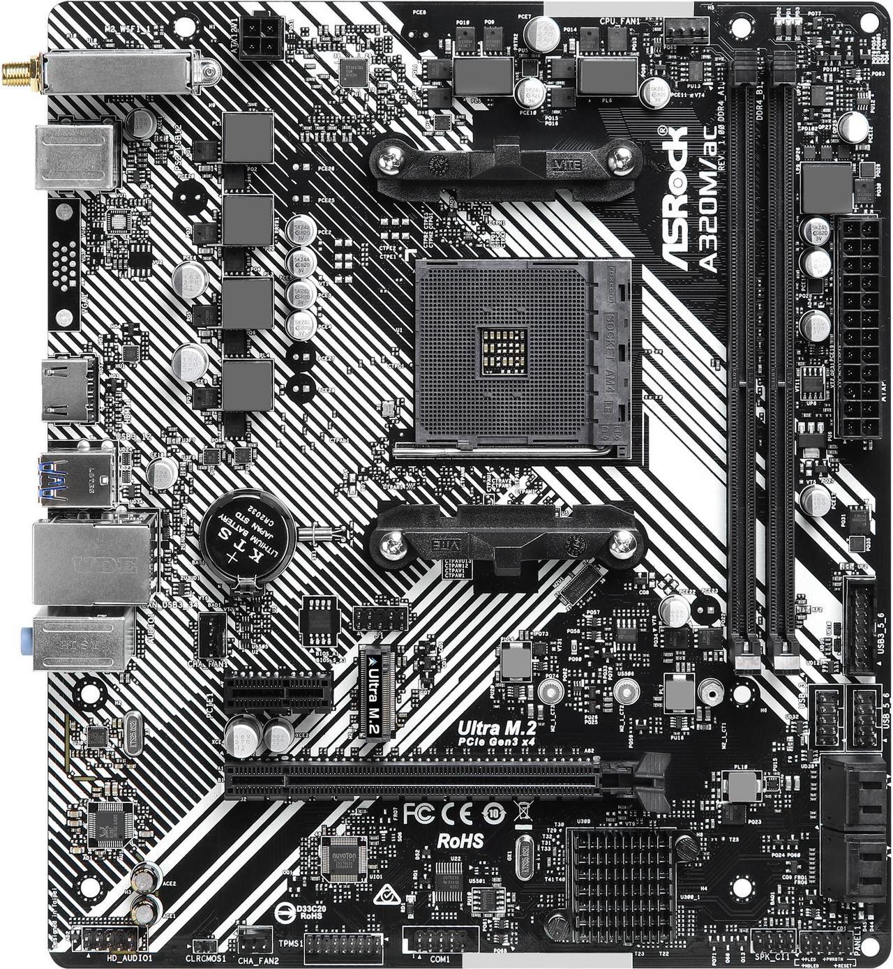 Main image of ASRock A320M/AC AM4 AMD A320 Micro ATX AMD Motherboard