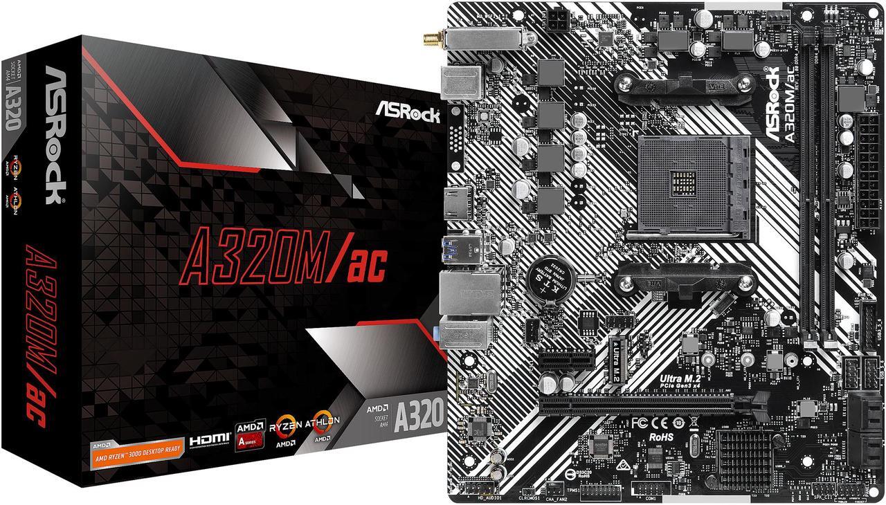 Alt view image 9 of 9 - ASRock A320M/AC AM4 AMD A320 Micro ATX AMD Motherboard