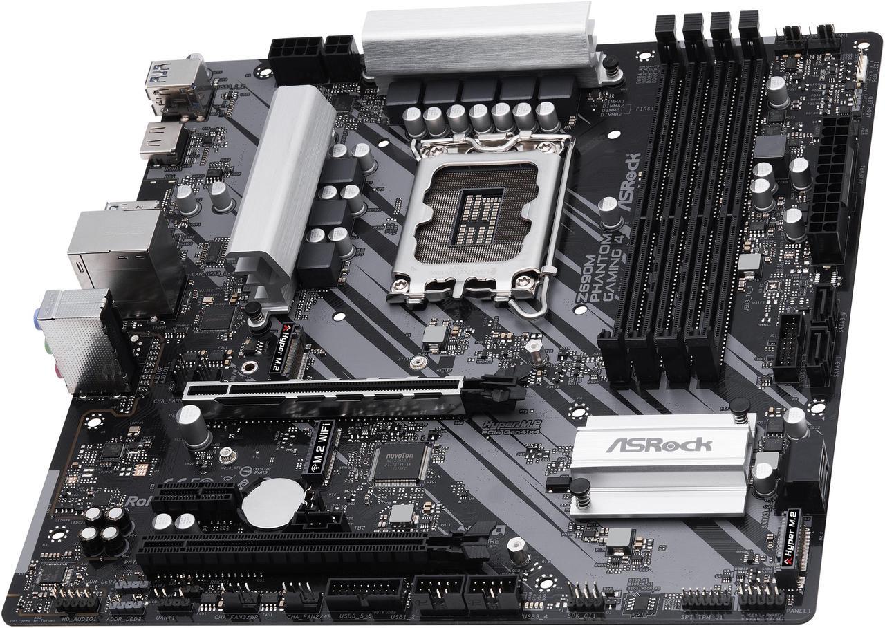 Alt view image 6 of 9 - ASRock Z690M Phantom Gaming 4 LGA 1700 (14th,13th,12th Gen) Intel Z690 SATA 6Gb/s DDR4 Micro ATX Intel Motherboard