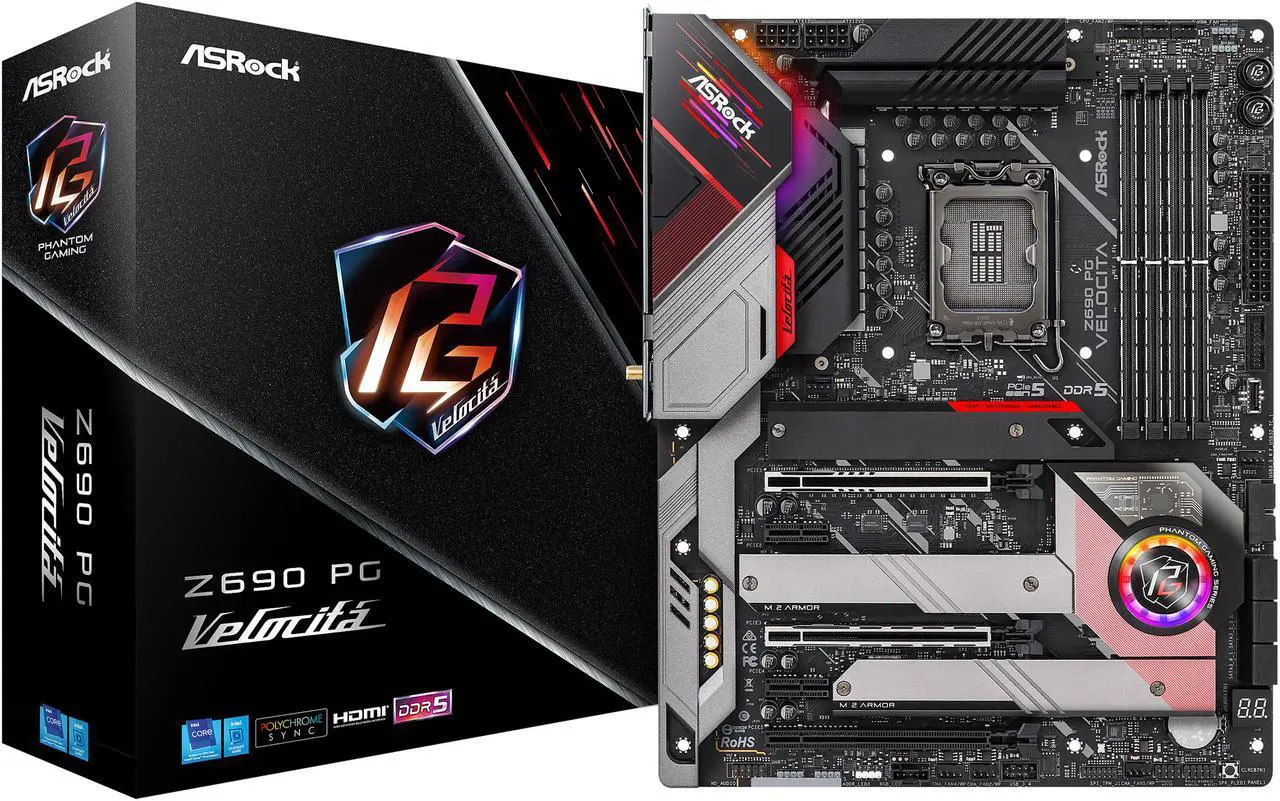 Alt view image 7 of 7 - ASRock Z690 PG Velocita LGA 1700 (14th,13th,12th Gen) Intel Z690 SATA 6Gb/s DDR5 ATX Intel Motherboard