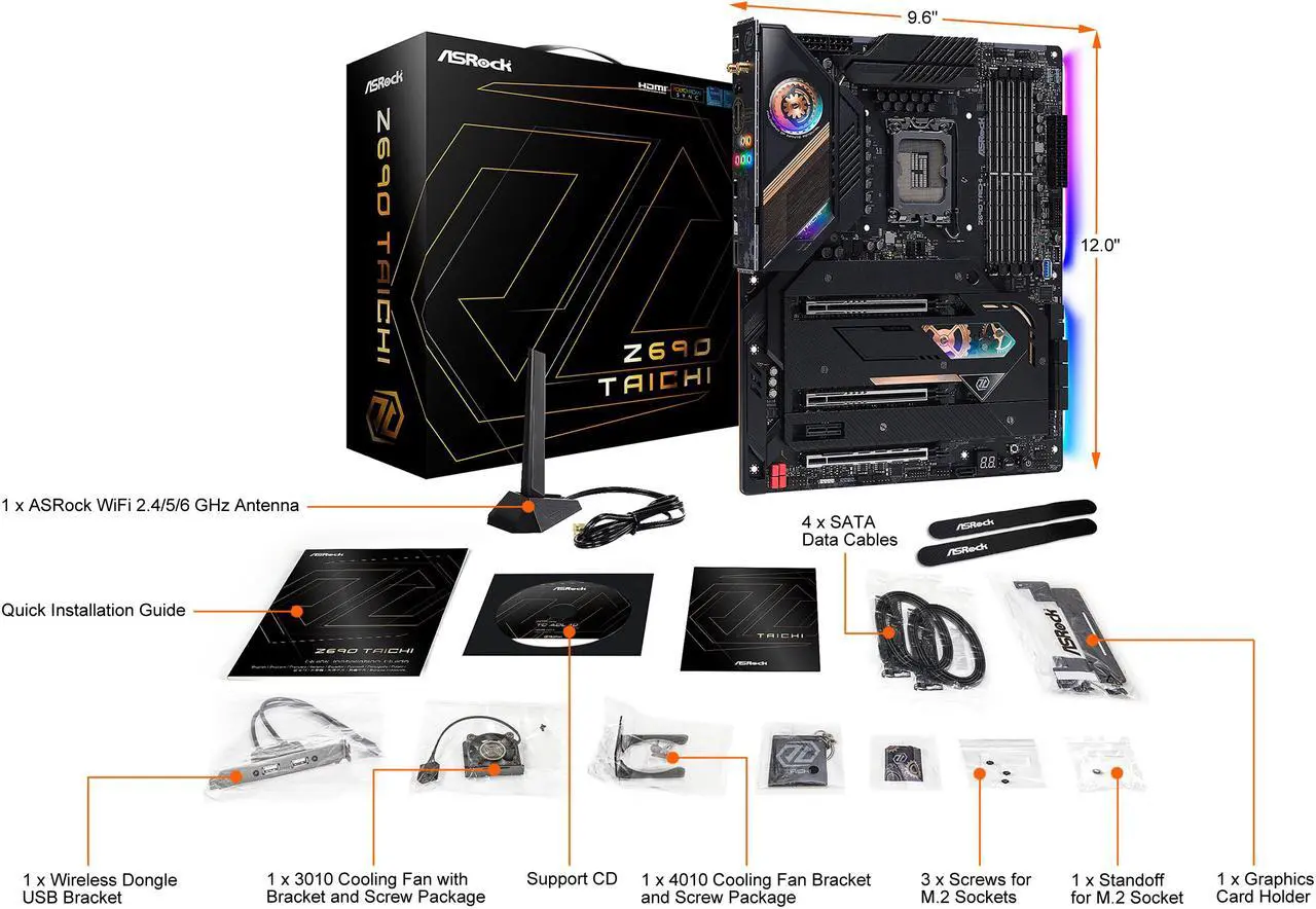 Alt view image 11 of 13 - ASRock Z690 Taichi LGA 1700 Intel Z690 SATA 6Gb/s DDR5 ATX Intel Motherboard