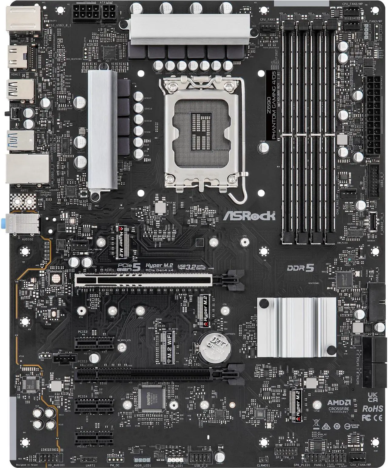 Alt view image 4 of 10 - ASRock Z690 Phantom Gaming 4/D5 LGA 1700 (14th,13th,12th Gen) DDR5 ATX Intel Z690 Intel Motherboard
