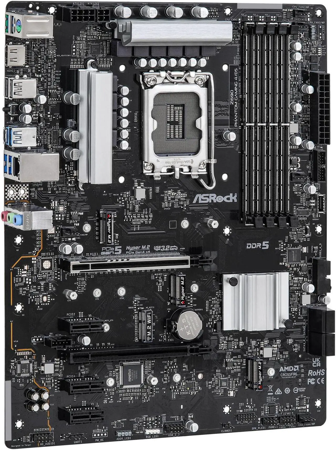 Alt view image 7 of 10 - ASRock Z690 Phantom Gaming 4/D5 LGA 1700 (14th,13th,12th Gen) DDR5 ATX Intel Z690 Intel Motherboard
