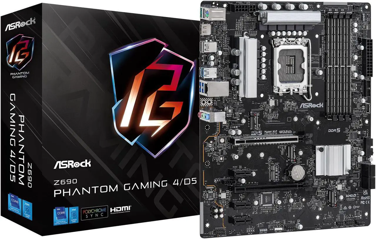Main image of ASRock Z690 Phantom Gaming 4/D5 LGA 1700 (14th,13th,12th Gen) DDR5 ATX Intel Z690 Intel Motherboard