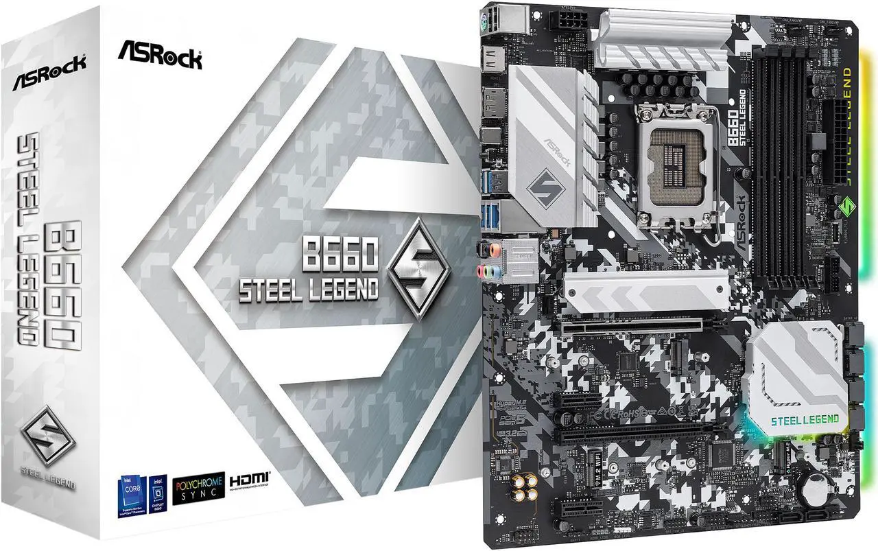 Alt view image 9 of 9 - ASRock B660 STEEL LEGEND LGA 1700 Intel B660 SATA 6Gb/s DDR4 ATX Intel Motherboard