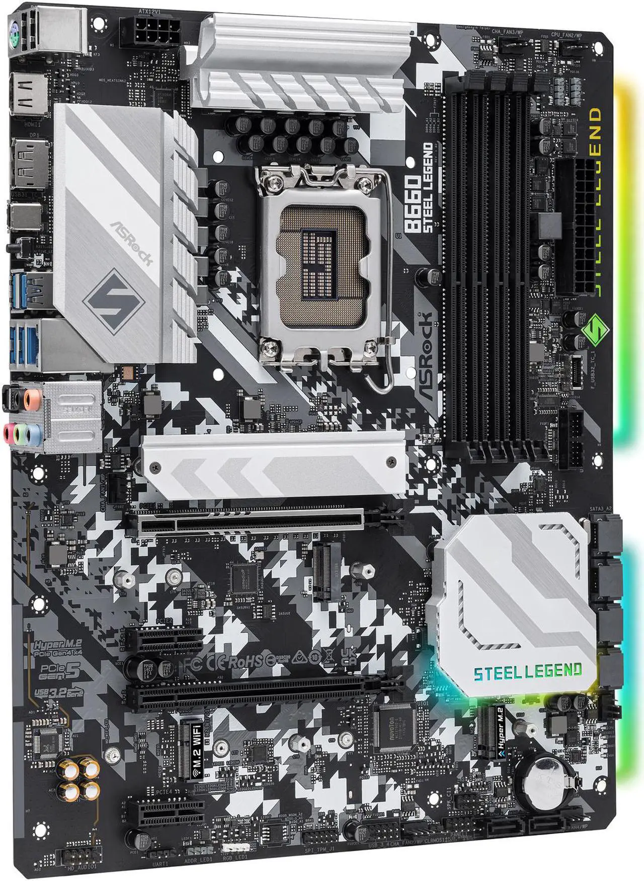 Alt view image 3 of 9 - ASRock B660 STEEL LEGEND LGA 1700 Intel B660 SATA 6Gb/s DDR4 ATX Intel Motherboard
