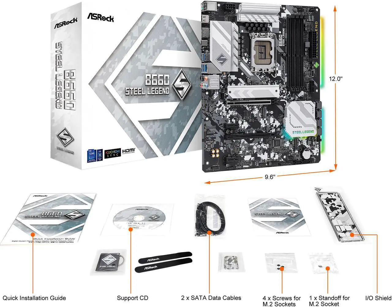 Alt view image 8 of 9 - ASRock B660 STEEL LEGEND LGA 1700 Intel B660 SATA 6Gb/s DDR4 ATX Intel Motherboard