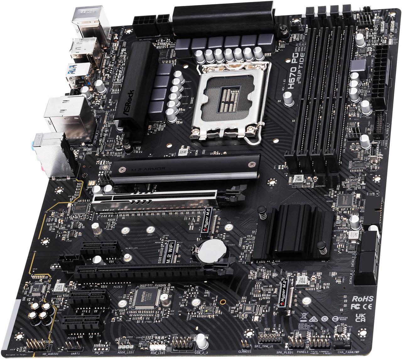 Alt view image 4 of 10 - ASRock H670 PG RIPTIDE LGA 1700 Intel H670 SATA 6Gb/s DDR4 ATX Motherboard