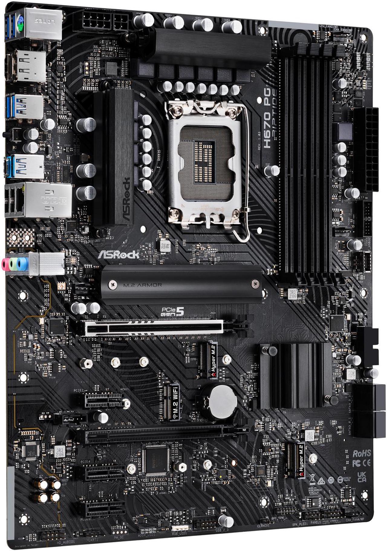 Alt view image 3 of 10 - ASRock H670 PG RIPTIDE LGA 1700 Intel H670 SATA 6Gb/s DDR4 ATX Motherboard