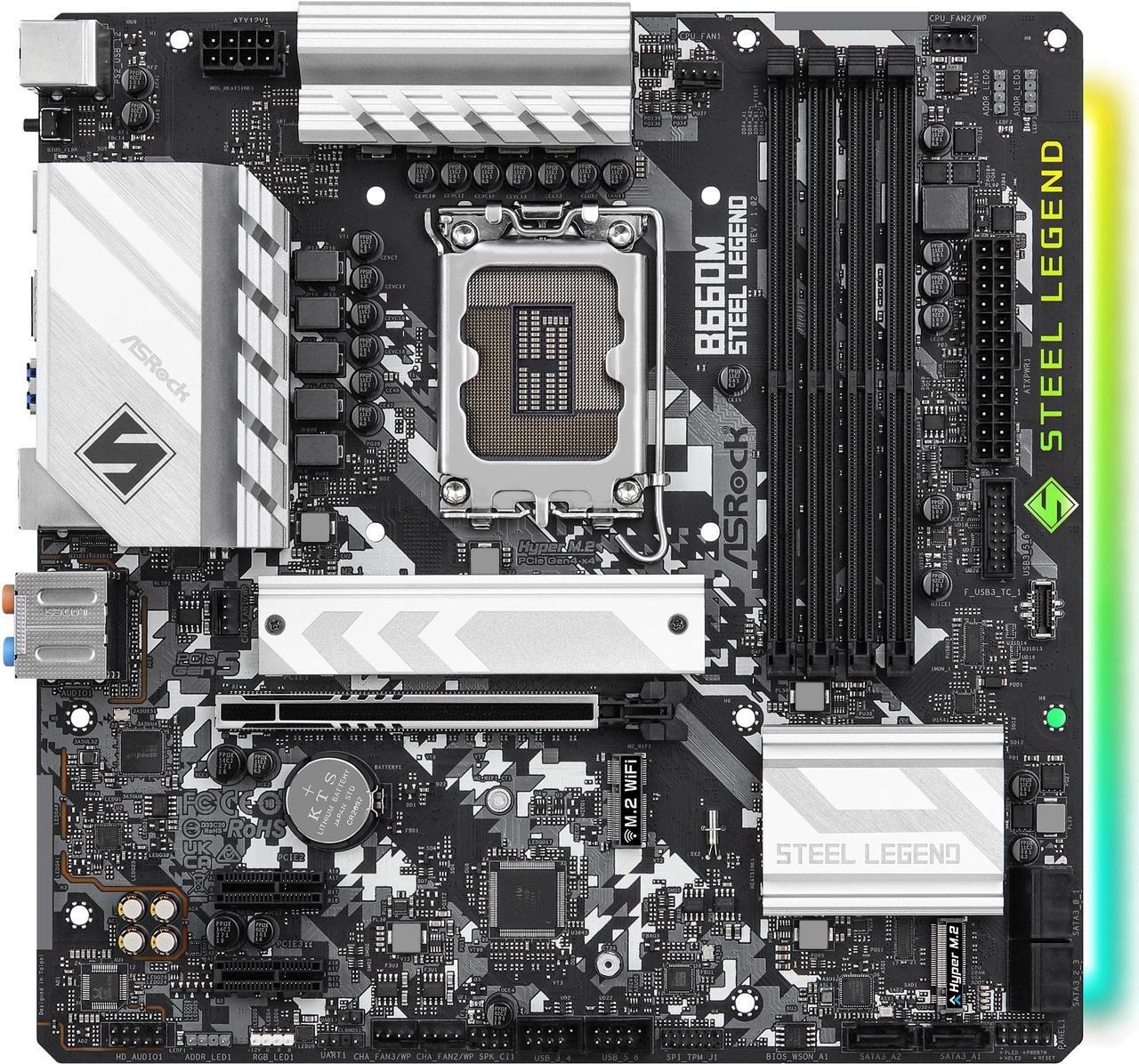 Main image of ASRock B660M STEEL LEGEND LGA 1700 Intel B660 SATA 6Gb/s DDR4 Micro ATX Motherboard