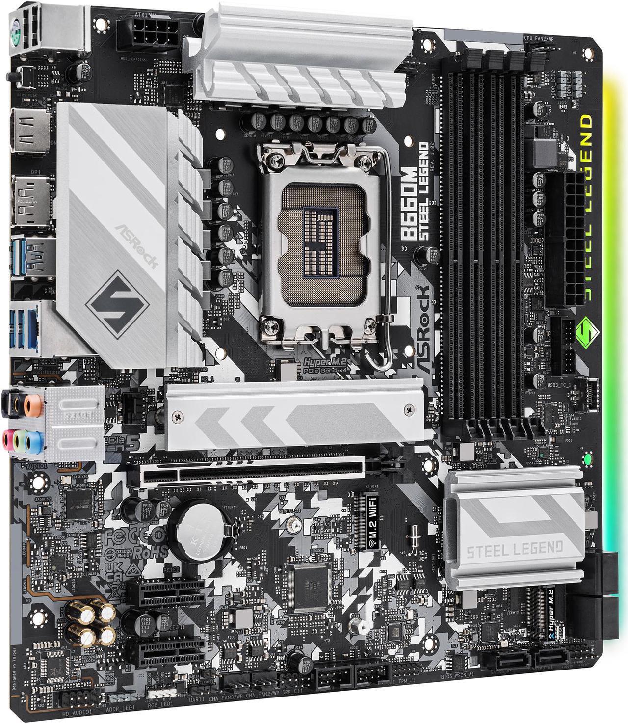 Alt view image 3 of 9 - ASRock B660M STEEL LEGEND LGA 1700 Intel B660 SATA 6Gb/s DDR4 Micro ATX Motherboard
