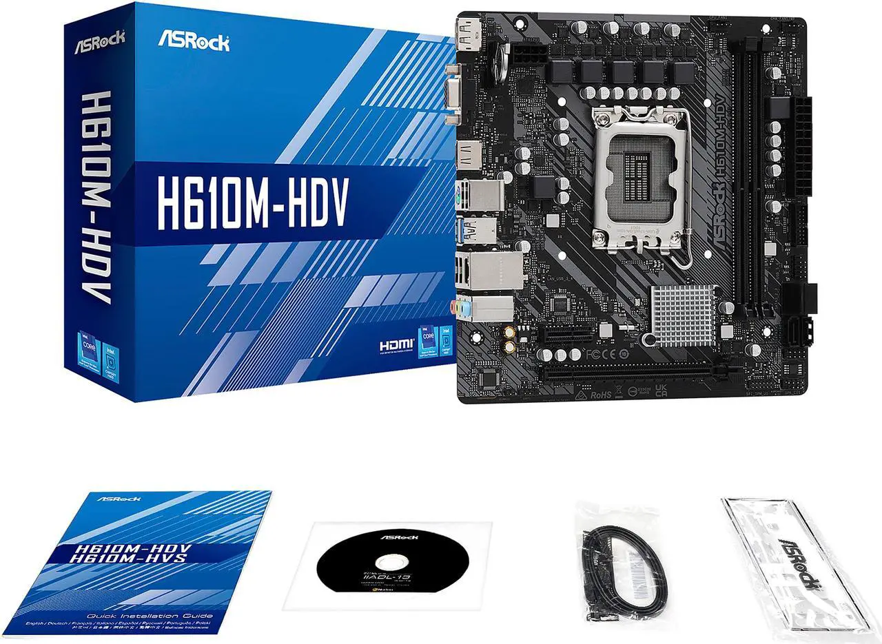 Alt view image 7 of 9 - ASRock H610M-HDV LGA 1700 Intel H610 SATA 6Gb/s DDR4 Micro ATX Motherboard