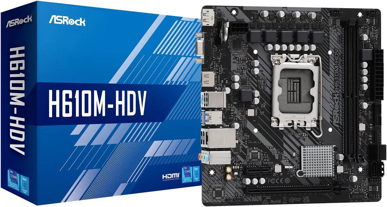 Alt view image 9 of 9 - ASRock H610M-HDV LGA 1700 Intel H610 SATA 6Gb/s DDR4 Micro ATX Motherboard