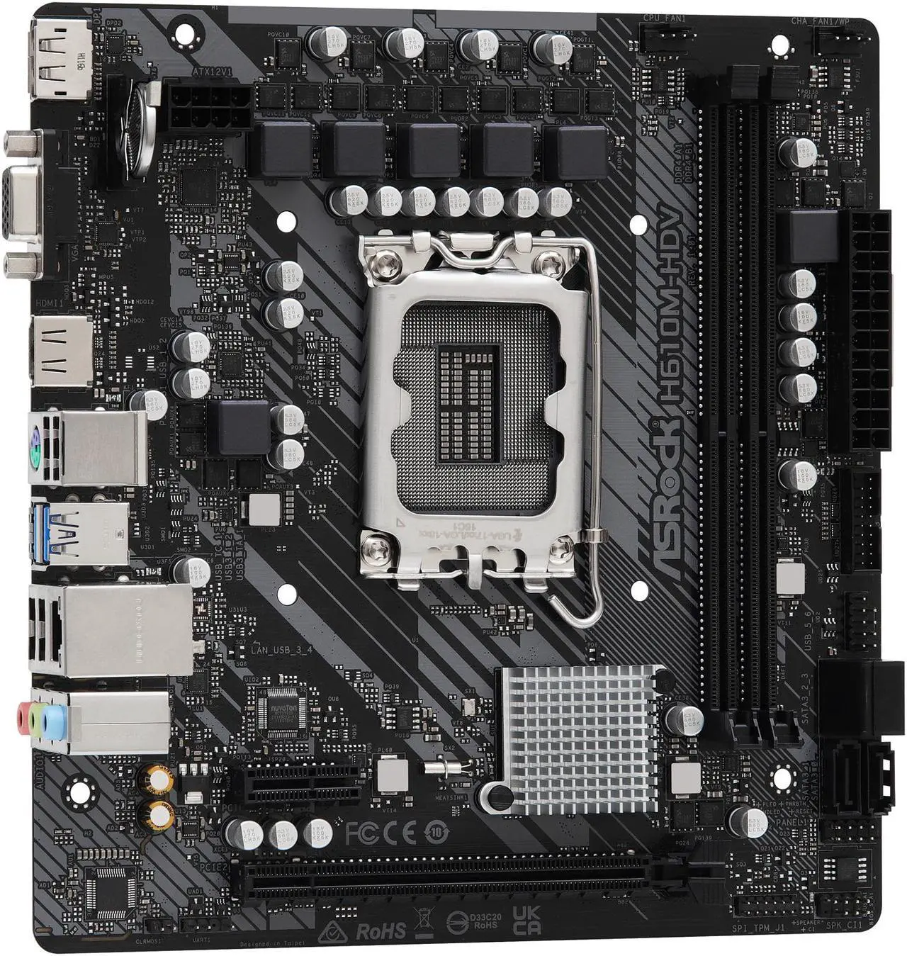 Alt view image 3 of 9 - ASRock H610M-HDV LGA 1700 Intel H610 SATA 6Gb/s DDR4 Micro ATX Motherboard