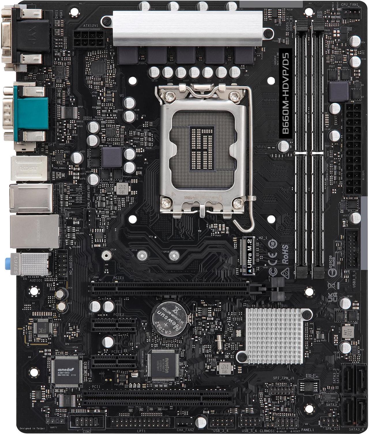 ASRock B660M-HDVP/D5 LGA 1700 Intel B660 SATA 6Gb/s DDR5 Micro ATX Intel Motherboard