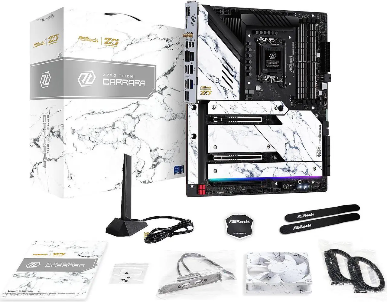 Alt view image 7 of 7 - ASRock Z790 TAICHI CARRARA LGA1700 (14th,13th,12th Gen) EATX Mainboard, 4 slots DDR5, 2 PCIE 5.0 x16, 5 M.2 slots, 2.5Gb Lan, WIFI 6E, 5.1 audio ALC4082, Optical SPDIF port, 2 USB4 Thunderbolt Type-C, 24+1+2 Power Phase