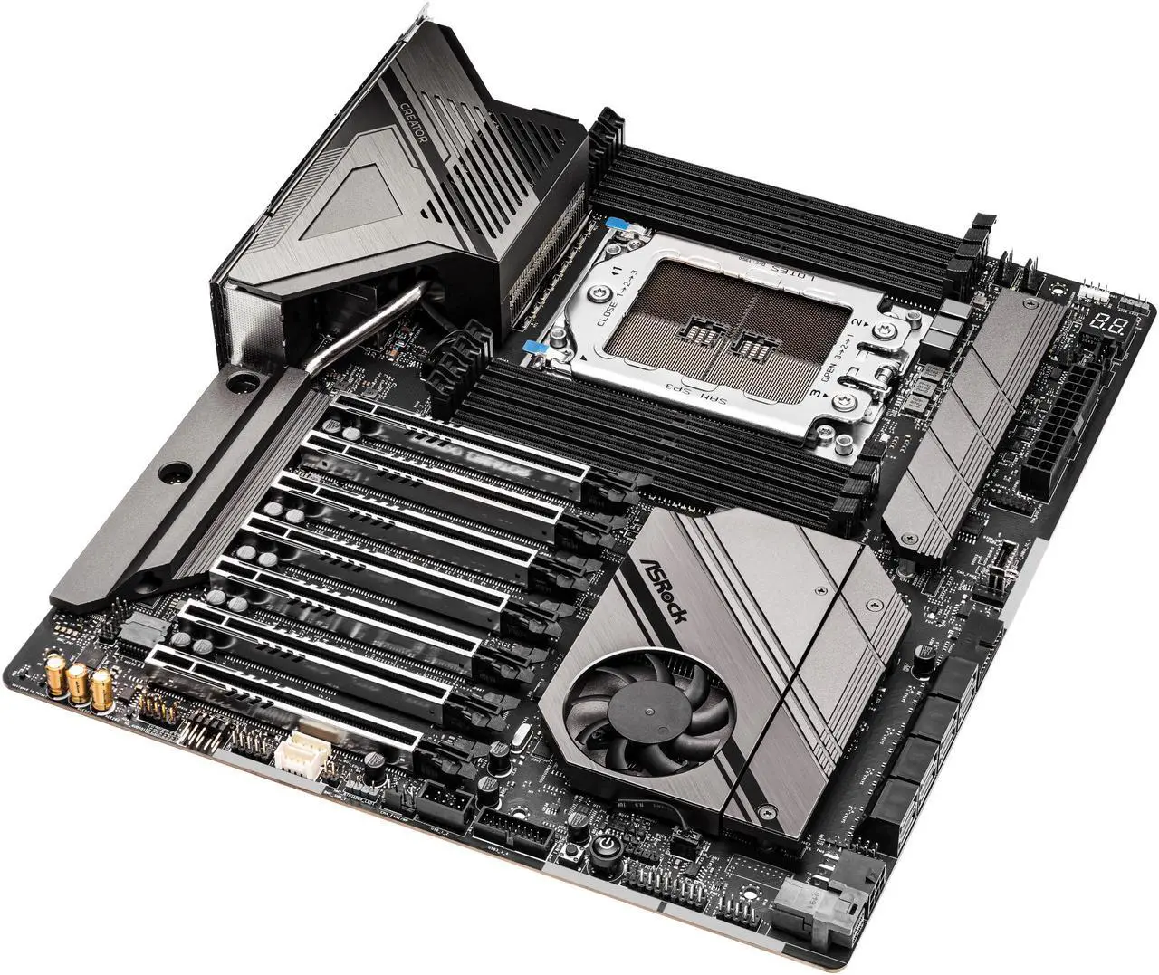 Alt view image 5 of 6 - ASRock WRX80 CREATOR R2.0 AMD WRX80 SATA 6Gb/s Extended ATX AMD Motherboard EATX AMD Ryzen Threadripper PRO 3000WX/ 5000WX Dual 10Gbe LAN 1 Dedicated IPMI 2 Thunderbolt™ 4 Type-C