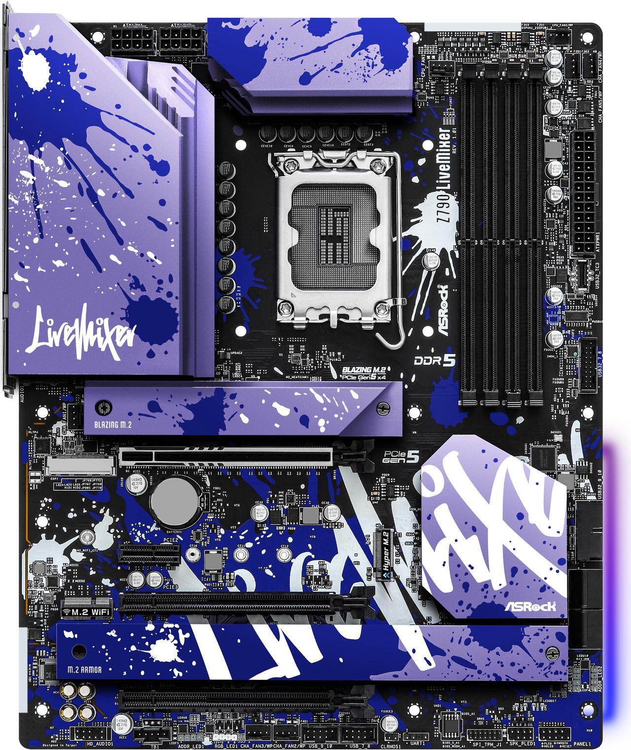 Alt view image 3 of 7 - ASRock Z790 LiveMixer Intel LGA1700 (14th,13th,12th Gen) ATX Mainboard, 4 slots DDR5, PCIE 5.0 x16, 2.5Gb Lan, 7.1 Nahimic Audio, Front USB3.2 Gen2X2 Type_C, 14+1+1 Power Phase, AMD Crossfire support
