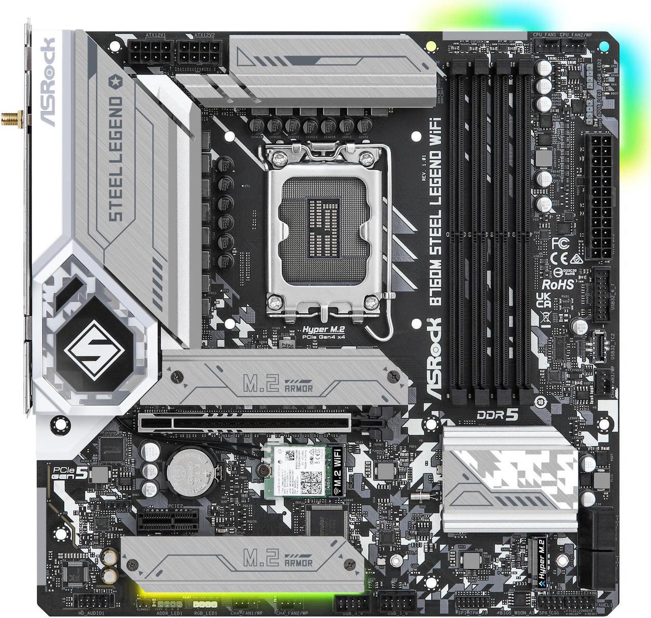 ASRock B760M Steel Legend WiFi LGA 1700 DDR5 Micro ATX Motherboard