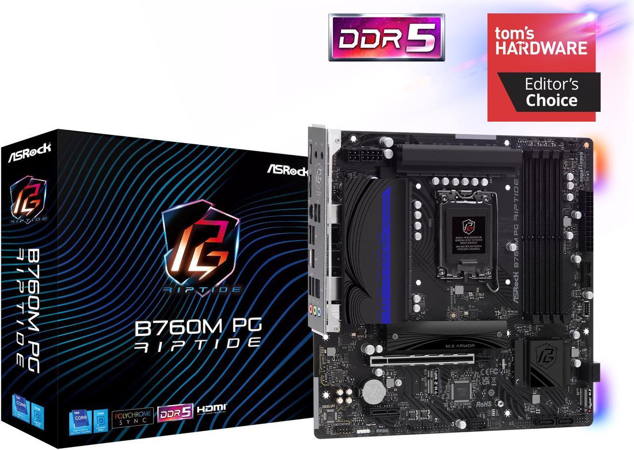 ASRock B760M PG Riptide LGA 1700 DDR5 Micro ATX Motherboard