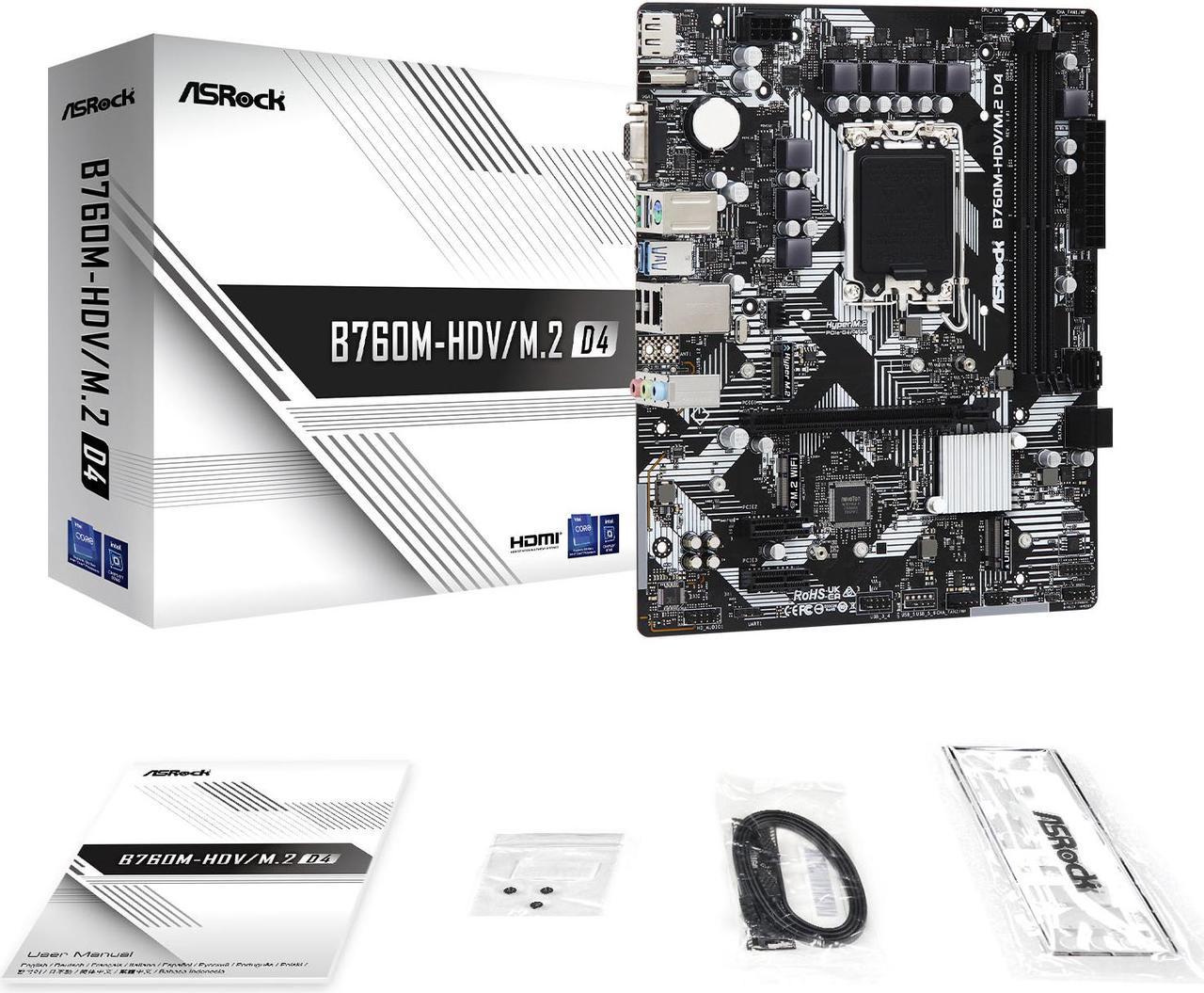 ASRock B760M-HDV/M.2 LGA 1700 DDR4 Micro ATX Motherboard