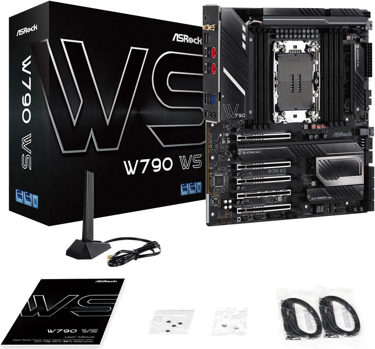 Alt view image 7 of 7 - ASRock W790 WS Intel® W790 (LGA 4677) CEB workstation Extended ATX Motherboard 4 PCIe 5.0 x16, Dual Marvell AQUANTIA® 10 GbE and Intel® i225LM 2.5 GbE LAN, 2 USB4 Thunderbolt™ 4 Type-C