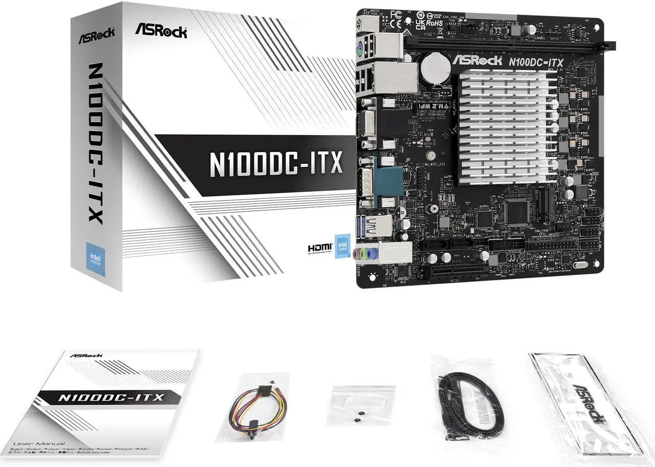 Asrock n100dc itx intel quad core processor n100 up to 3 4 ghz ddr4