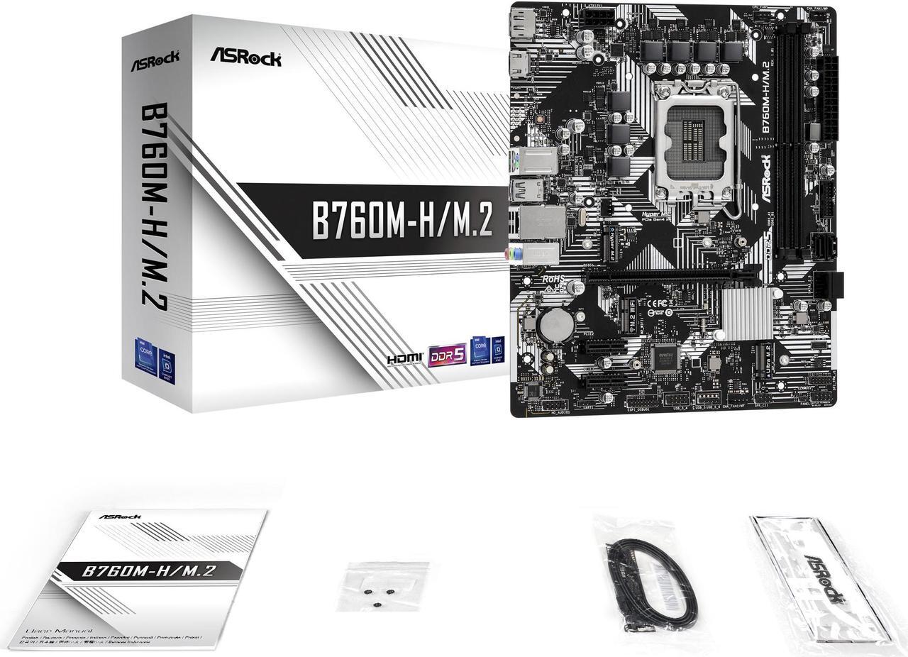 Alt view image 6 of 6 - ASRock B760M-H/M.2 LGA 1700 Intel B760 SATA 6Gb/s Micro ATX Motherboard
