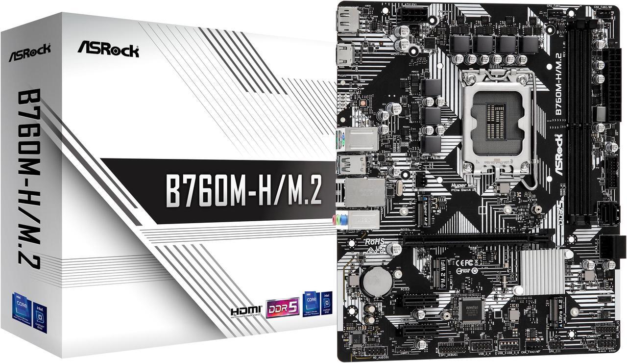 Main image of ASRock B760M-H/M.2 LGA 1700 Intel B760 SATA 6Gb/s Micro ATX Motherboard