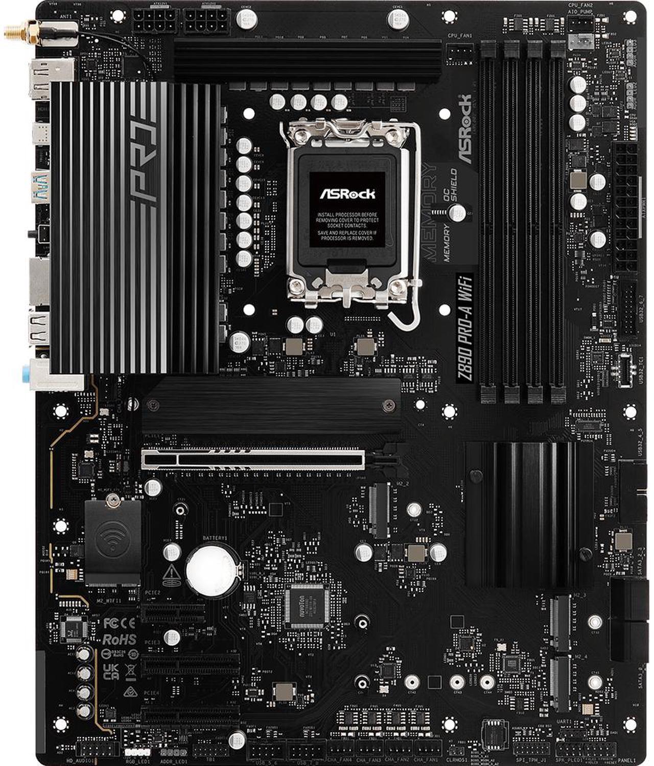 Alt view image 2 of 6 - ASRock Z890 Pro-A WiFi LGA 1851 Intel Z890 SATA 6Gb/s ATX Motherboard