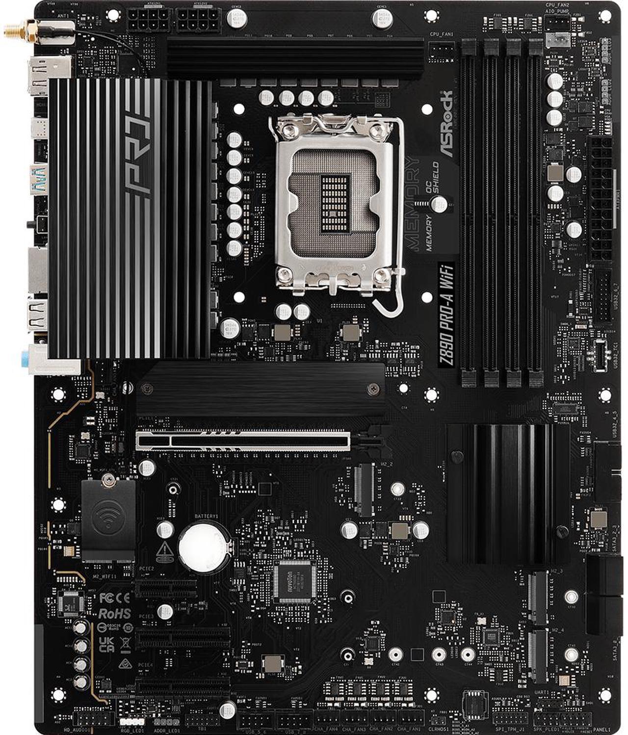 Alt view image 3 of 6 - ASRock Z890 Pro-A WiFi LGA 1851 Intel Z890 SATA 6Gb/s ATX Motherboard