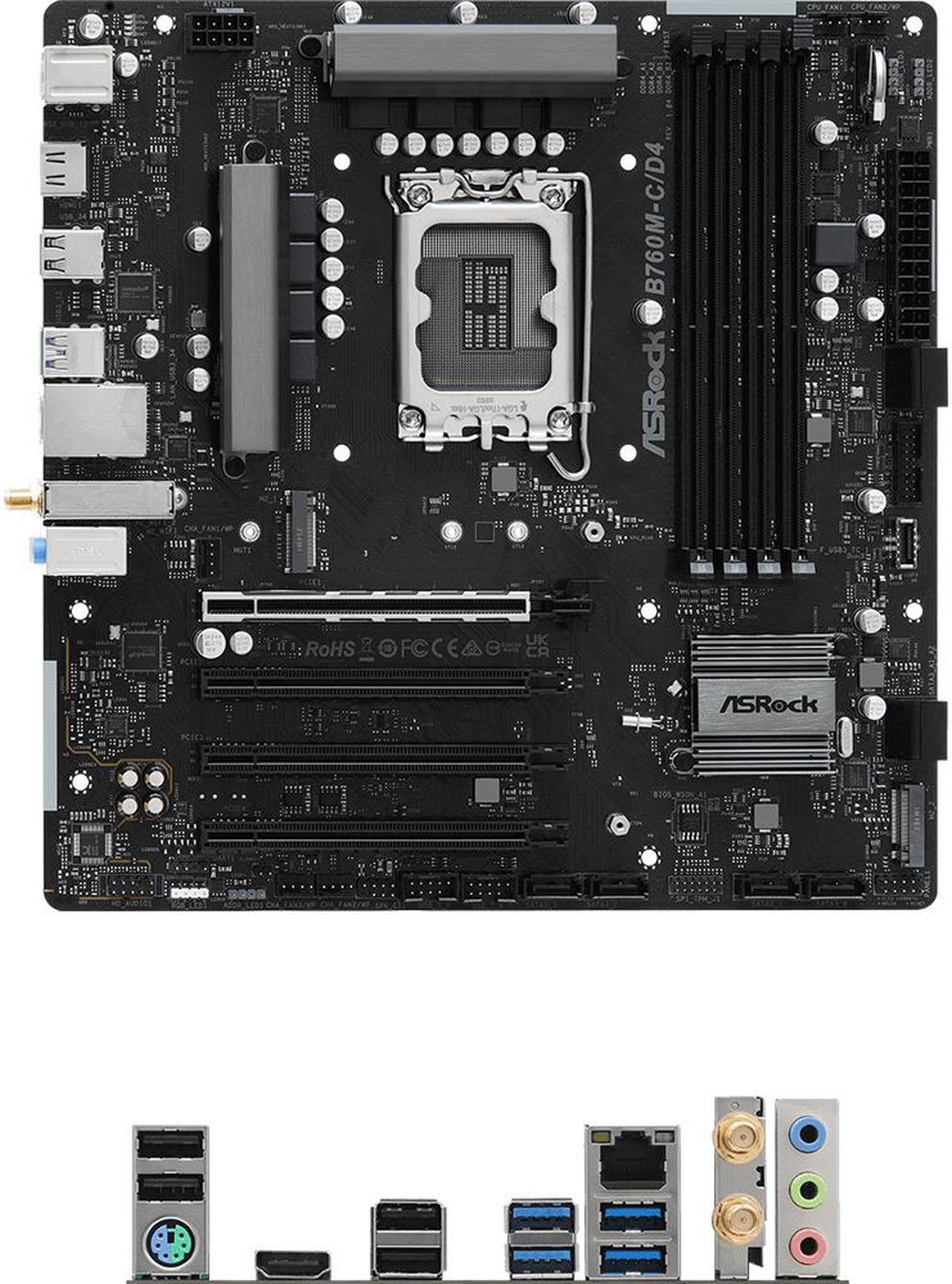 Main image of ASRock B760M-C/D4 (BULK) LGA 1700 Intel B760 Micro ATX Motherboard