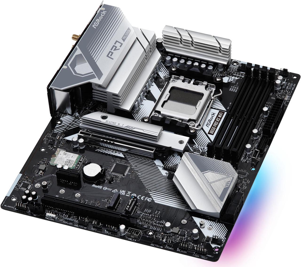 Alt view image 4 of 8 - ASRock B650 Pro RS WiFi AM5 AMD B650 SATA 6Gb/s ATX Motherboard