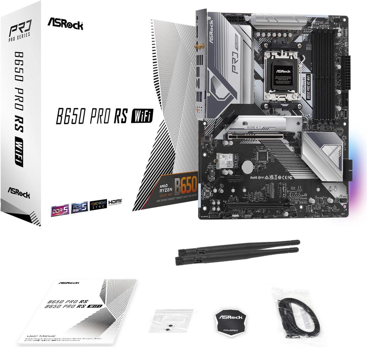 Alt view image 8 of 8 - ASRock B650 Pro RS WiFi AM5 AMD B650 SATA 6Gb/s ATX Motherboard