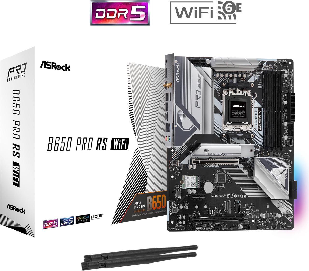 Alt view image 7 of 8 - ASRock B650 Pro RS WiFi AM5 AMD B650 SATA 6Gb/s ATX Motherboard