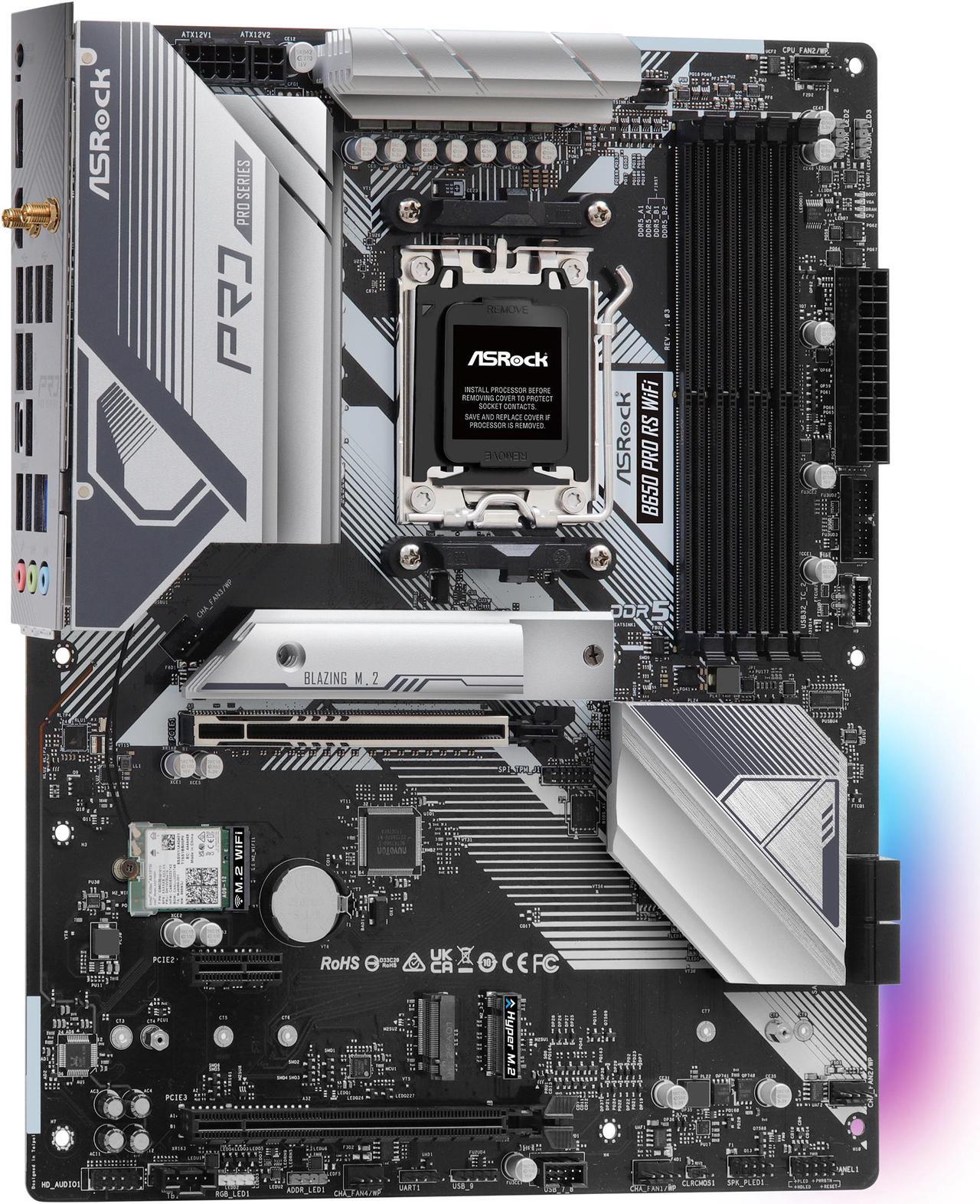 Alt view image 3 of 8 - ASRock B650 Pro RS WiFi AM5 AMD B650 SATA 6Gb/s ATX Motherboard