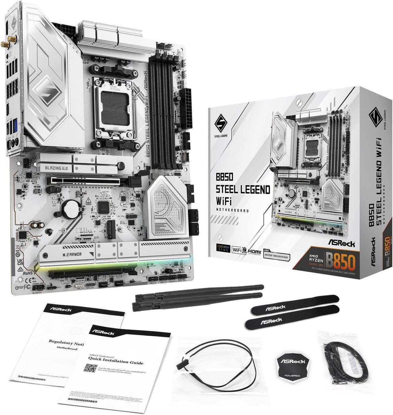 Alt view image 8 of 8 - ASRock B850 STEEL LEGEND WIFI AM5 AMD B850 SATA 6Gb/s ATX Motherboard