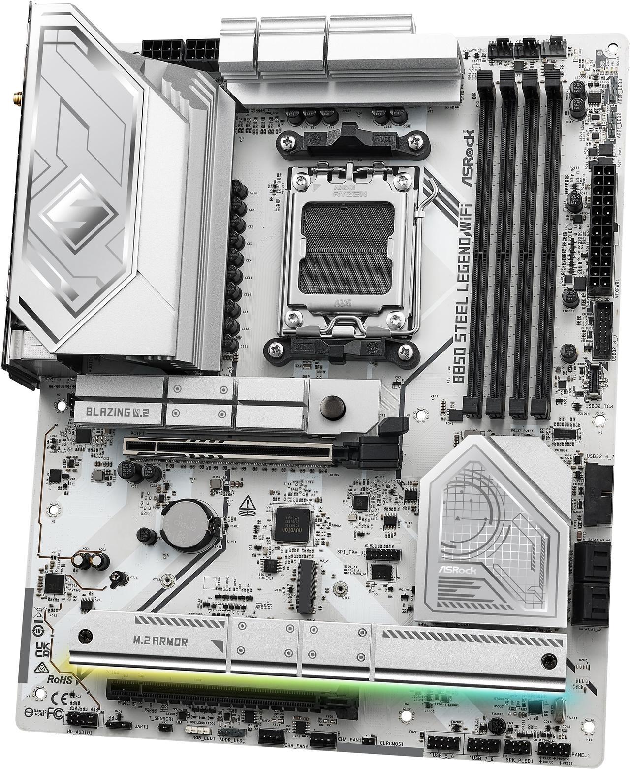 Alt view image 4 of 8 - ASRock B850 STEEL LEGEND WIFI AM5 AMD B850 SATA 6Gb/s ATX Motherboard