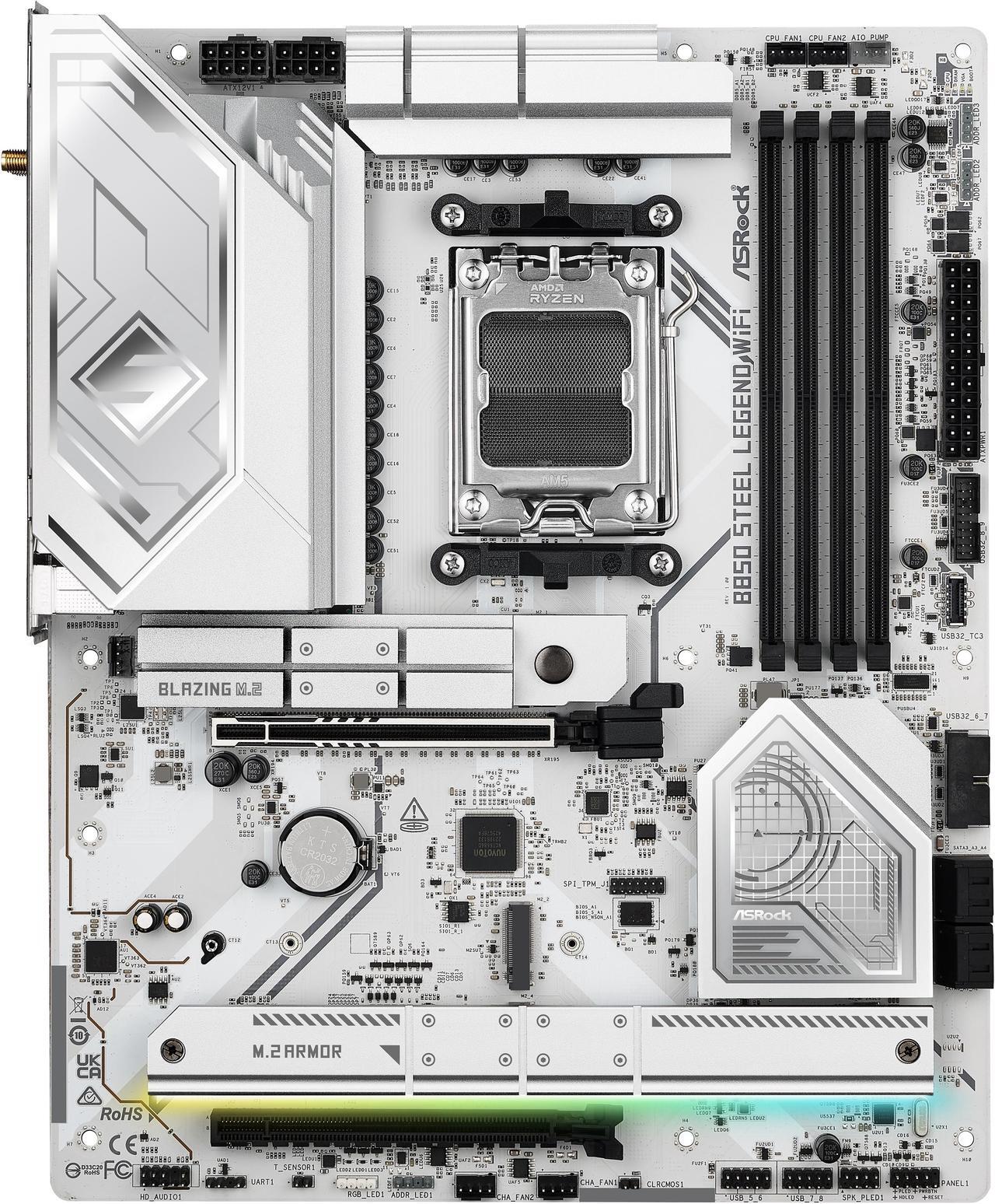 Alt view image 2 of 8 - ASRock B850 STEEL LEGEND WIFI AM5 AMD B850 SATA 6Gb/s ATX Motherboard