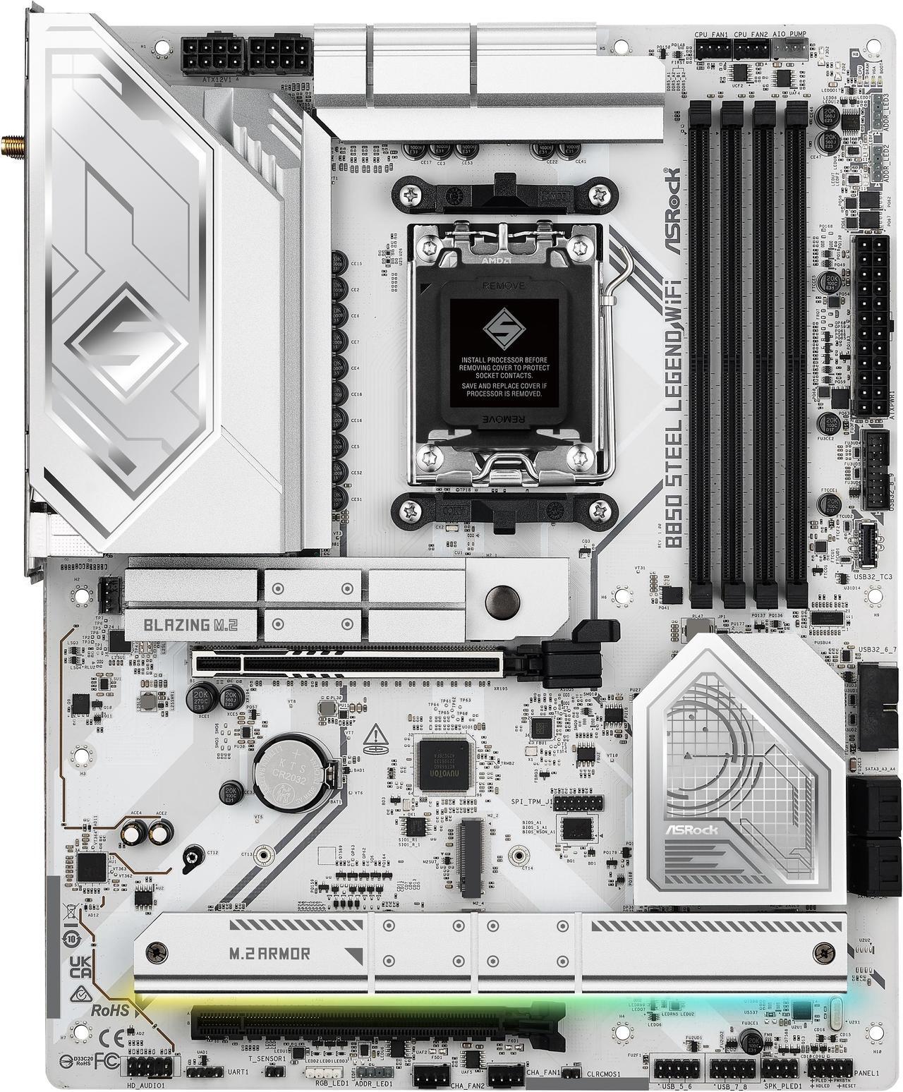 Alt view image 3 of 8 - ASRock B850 STEEL LEGEND WIFI AM5 AMD B850 SATA 6Gb/s ATX Motherboard