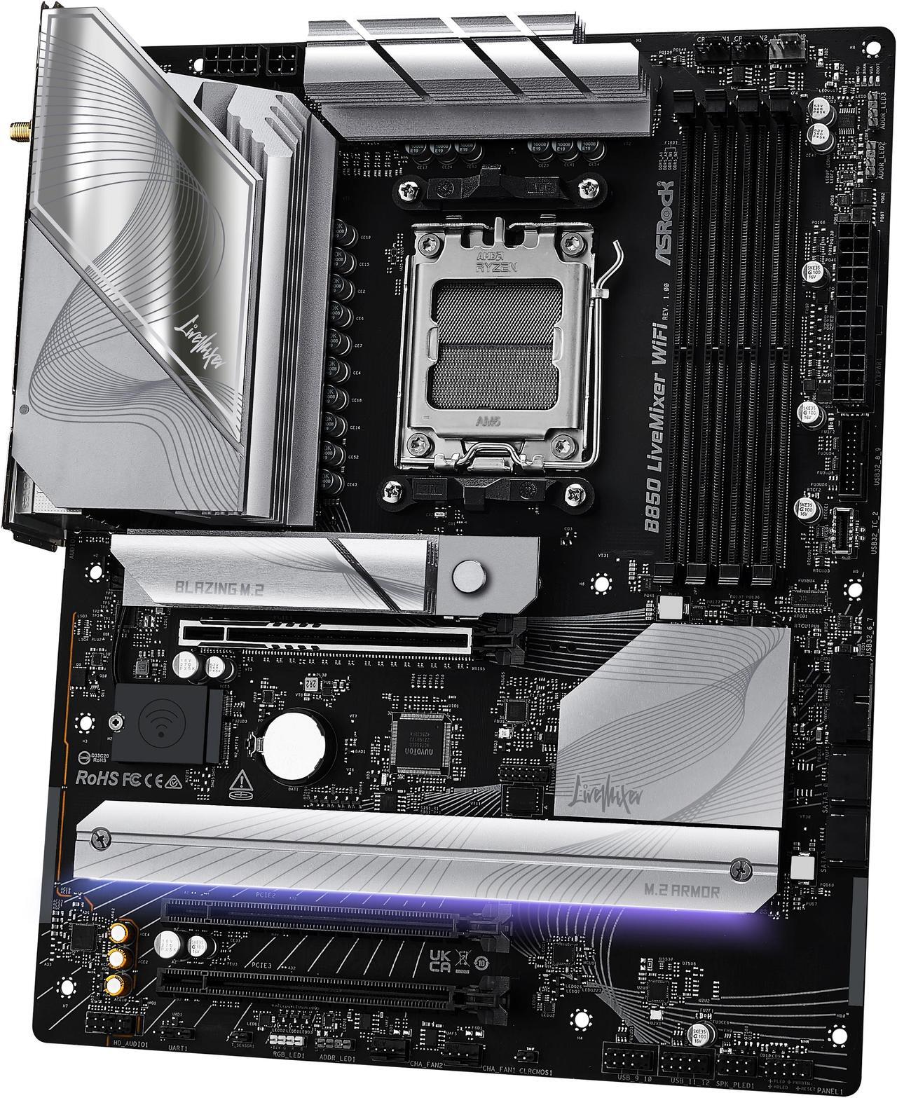 Alt view image 4 of 8 - ASRock B850 Live Mixer WiFi AM5 AMD B850 ATX Motherboard