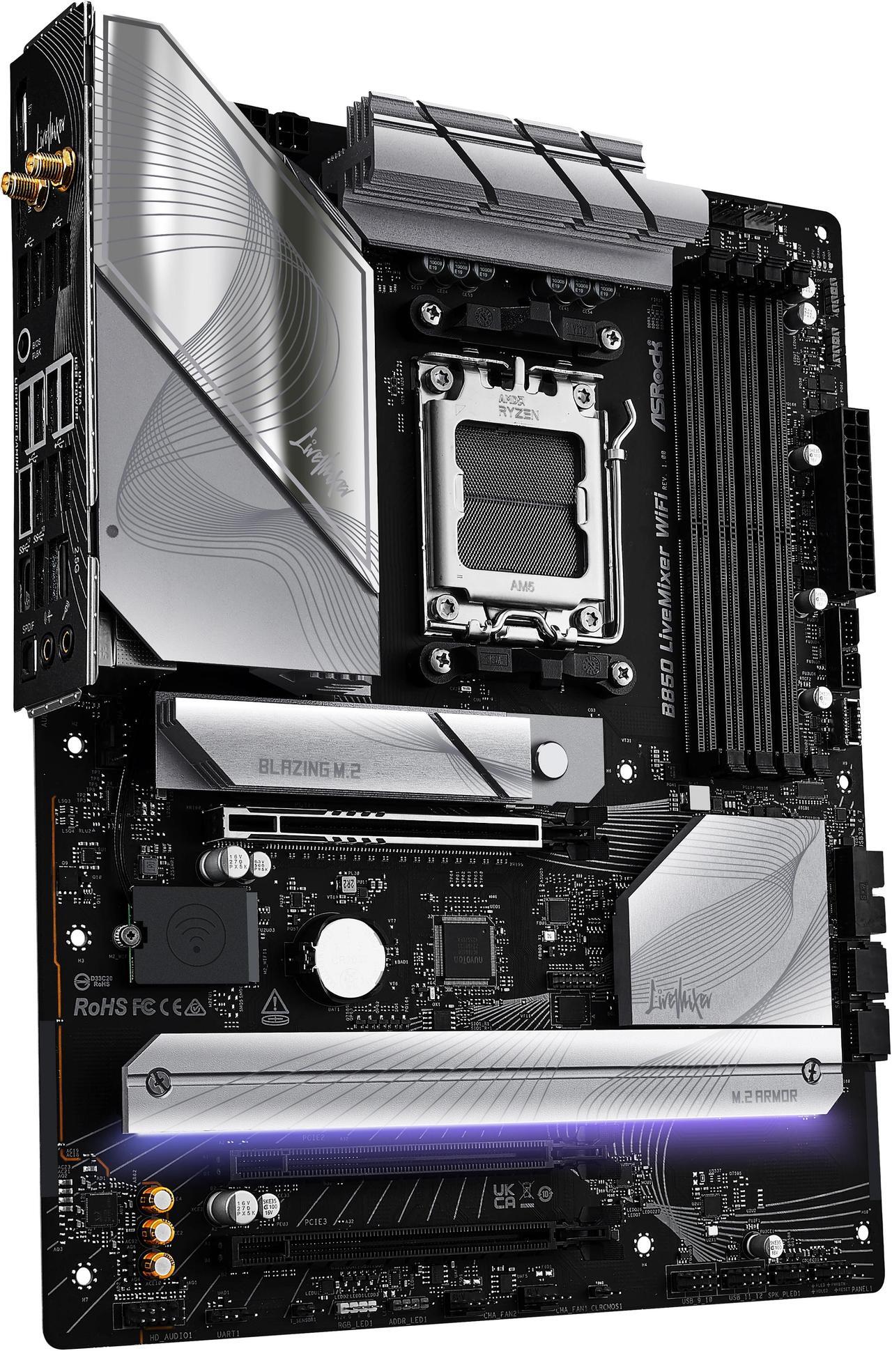 Alt view image 5 of 8 - ASRock B850 Live Mixer WiFi AM5 AMD B850 ATX Motherboard