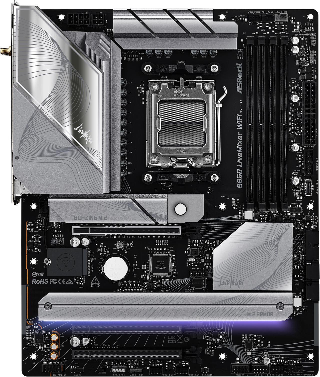 Alt view image 2 of 8 - ASRock B850 Live Mixer WiFi AM5 AMD B850 ATX Motherboard